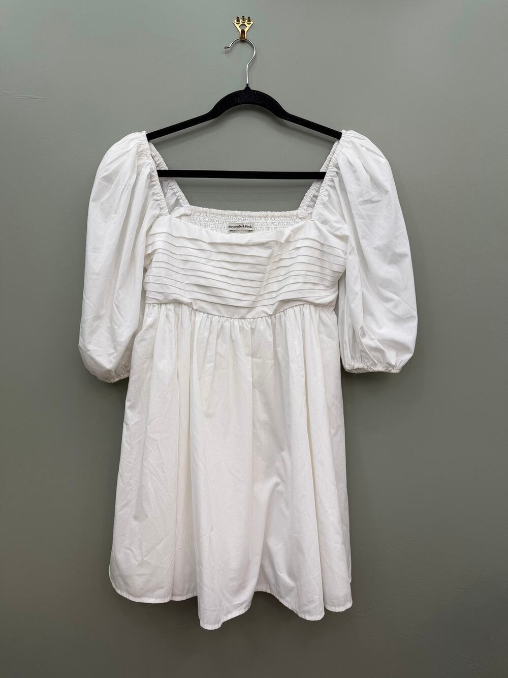 Abercrombie & Fitch White Puff Sleeve Babydoll Mini Dress Cottagecore Medium